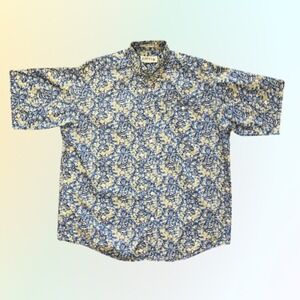 Orvis Men's Short Sleeve Hawaiian Colorful Button Down Collared Shirt Large